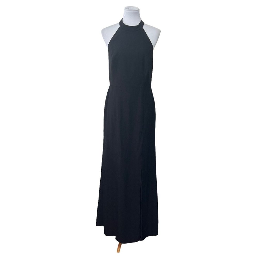 After Six Womens US 12 Black High-Neck Cutout Halter Trumpet Gown Dress 6808